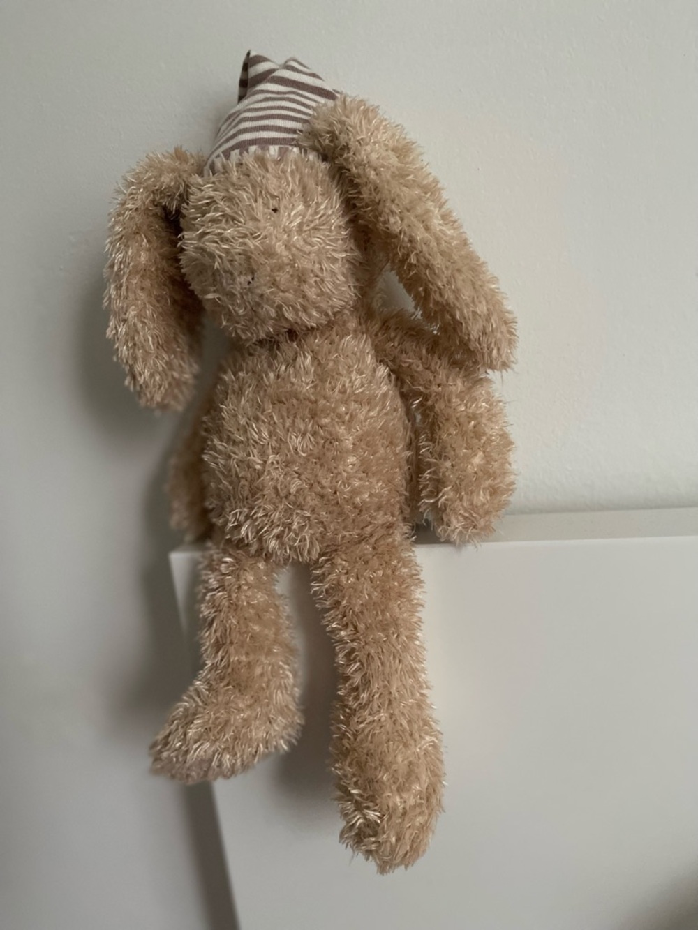 Jellycat Sleeping Bunny with striped sleeping cap